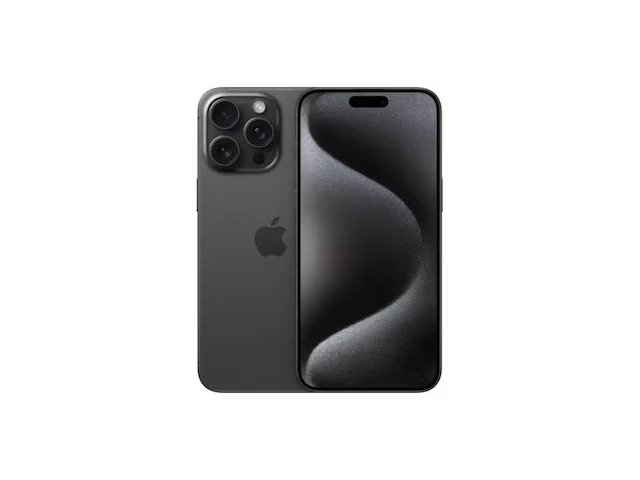 Apple iPhone 15 Pro Max na cor preta com câmera tripla