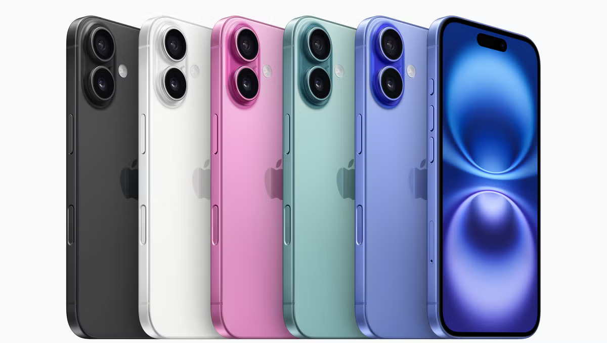 Apple iPhone 16 – Novas Cores: Preto, Branco, Rosa, Verde-Água e Azul Ultramar