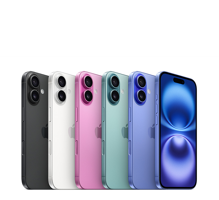 iPhone 16 em todas as cores disponíveis lado a lado