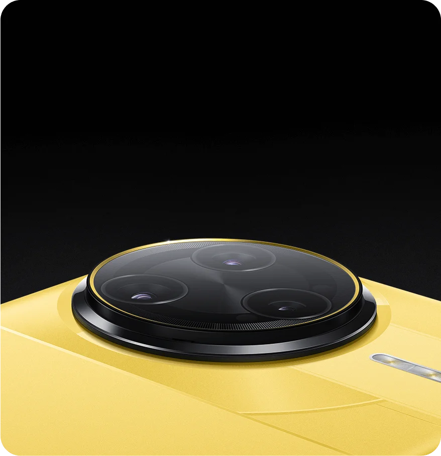 Parte traseira do Poco F7 Ultra com módulo de câmera grande amarelo