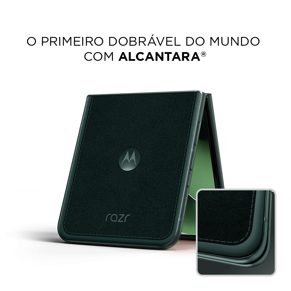 Módulo de câmera do Motorola Edge 50 Ultra com acabamento em madeira e logotipo Dolby Atmos