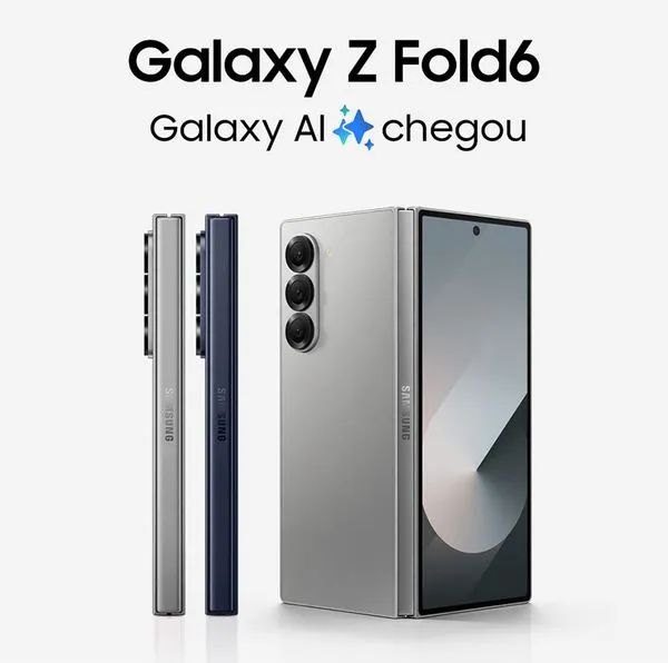 Samsung Galaxy Z Fold 6 em diferentes ângulos