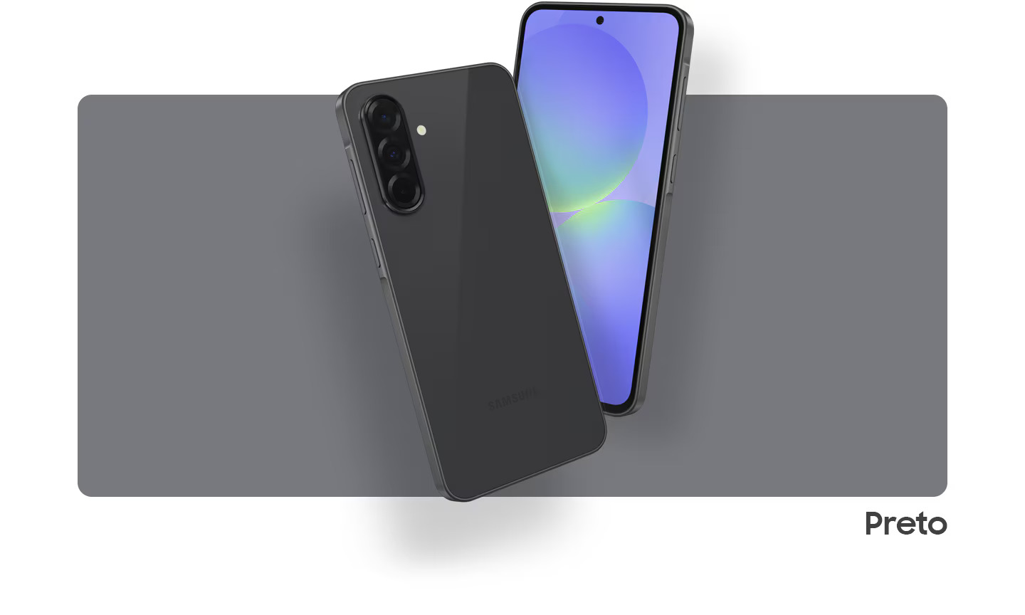 Tela OLED grande do Galaxy A36 com fundo colorido